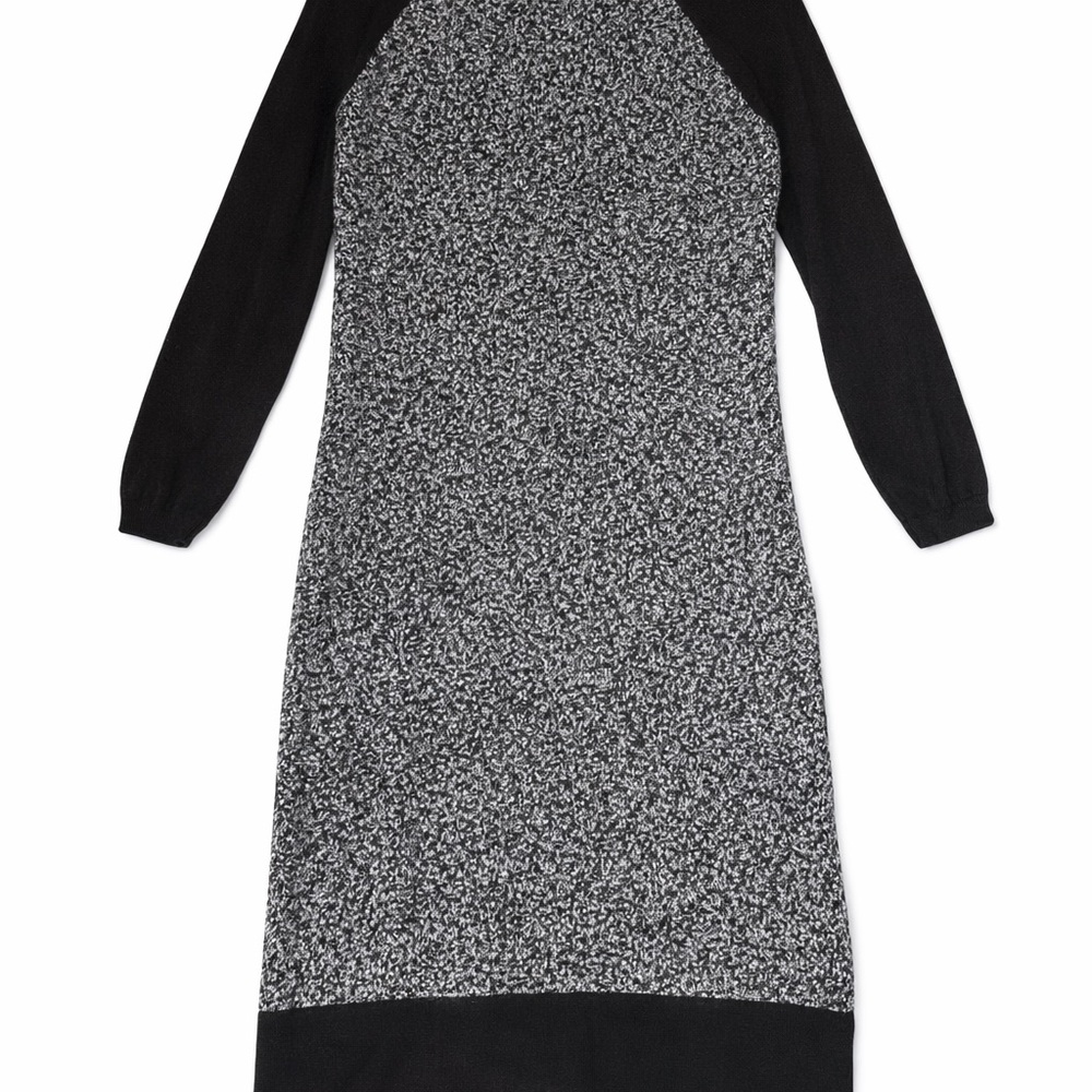 LOFT Black and Gray Long Sleeve Dress